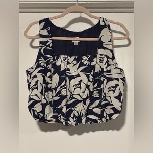 a new day navy and White Floral Square-Neck Tank